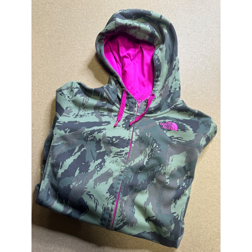 The North Face Womens Camo Full Zip‎ Hoodie Green Pink Tiger Stripe Camouflage S